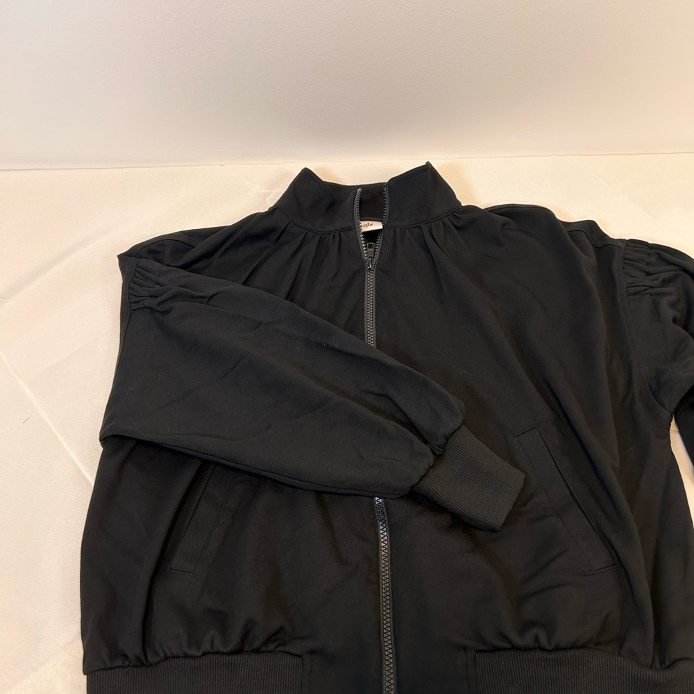 CAbi Black High-Collar Balloon Puff Sleeve Full Zip Jacket Women’s Size Small - Picture 3 of 9